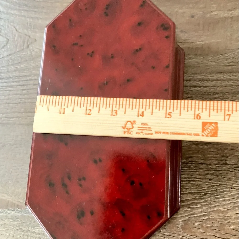 vintage octagon Wooden Jewelry Box With Mirror